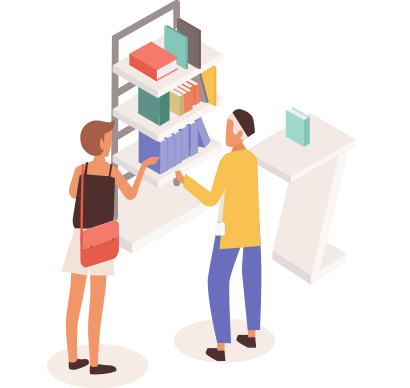 本を探している様子のイラスト